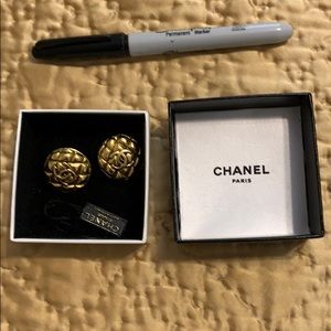 Chanel clip on earrings. Classic quilted  CC logo